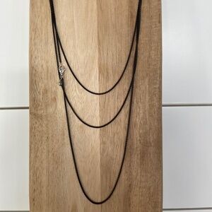 David Yurman 72" black sterling box chain necklace